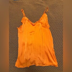 Vibrant Orange Women's Ruffle Tank Top